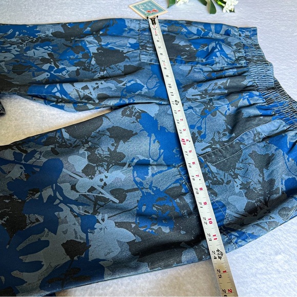 Women’s Sz XL Blue Floral Chambray Pants Camo Print Elastic Waistband - Picture 4 of 11